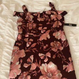 Burgundy dress with pink/white flowers
